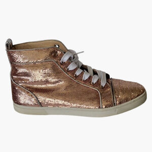 Christian Louboutin Woman Orlato Sequin Hi High Top Sneakers Size 37